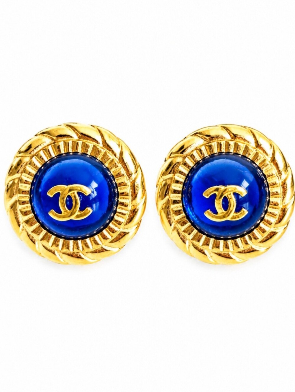 Chanel Gold-plated Blue Gemstone Earrings